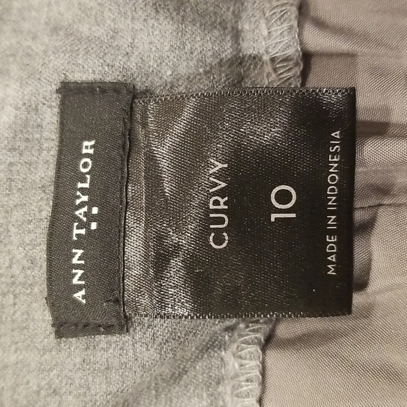 💕ANN TAYLOR💕 Curvy Trouser Pants Relaxed Straight Leg High Rise ~ Grey 10 - Picture 7 of 8